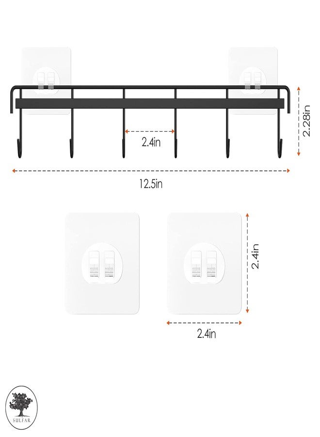 الكبريت رف أدوات مطبخ سولفار يُثبت على الحائط، أسود لاصق، علاقة أدوات مطبخ بدون حفر، حامل أدوات موفر للمساحة، خطافات جدارية للحمام والكرفان - Image 2